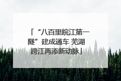 “八百里皖江第一隧”建成通车 芜湖跨江再添新动脉